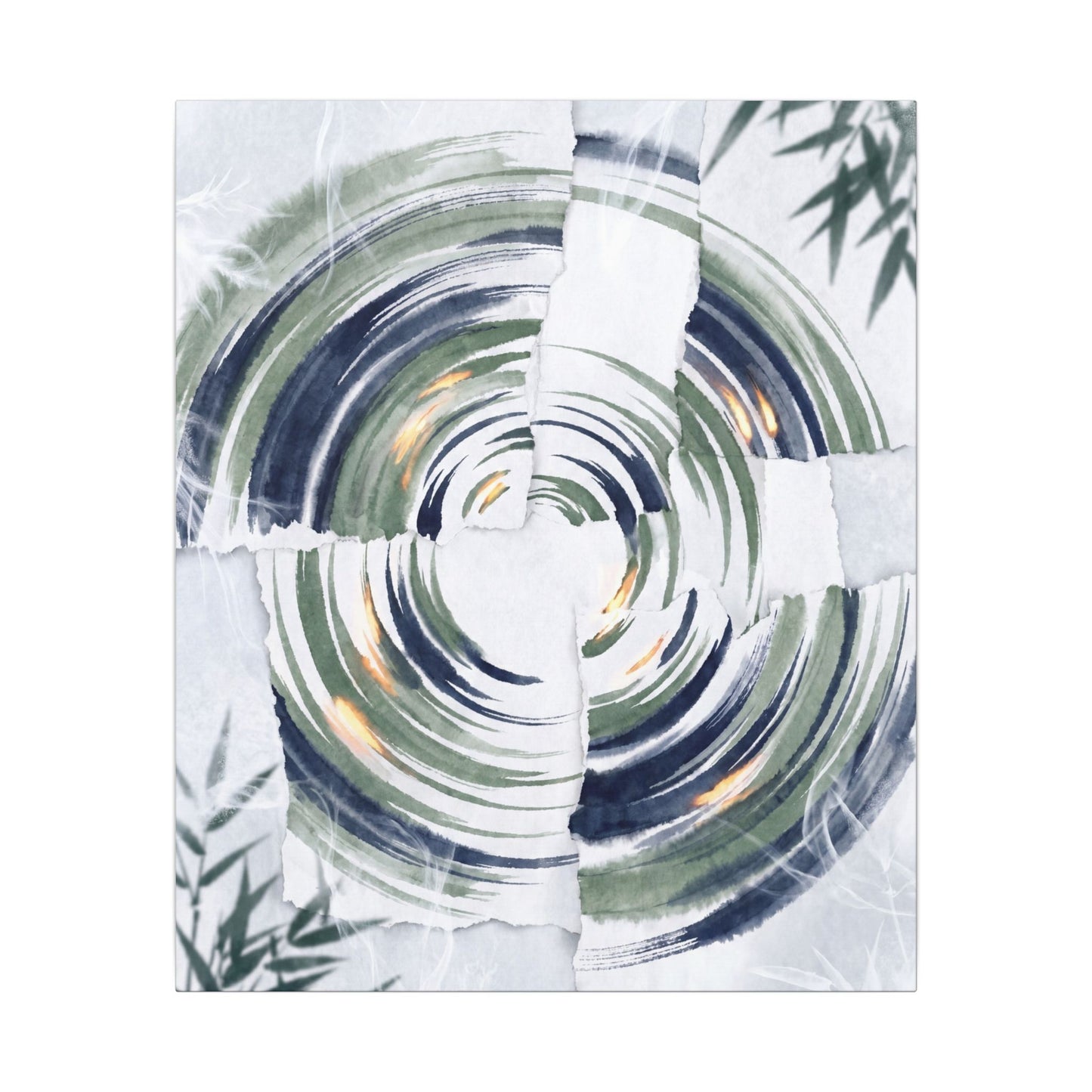 Winter Water Ripple Sumi E Canvas Art | Peaceful Decor