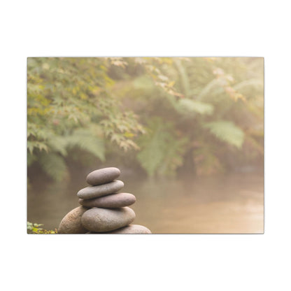 Cozy River Stones Canvas Art - Japanese Pattern Japandi Art Print