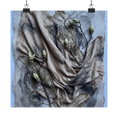 Japandi Silk Drape in Moonlight | Texture Wall Art Print Art Print
