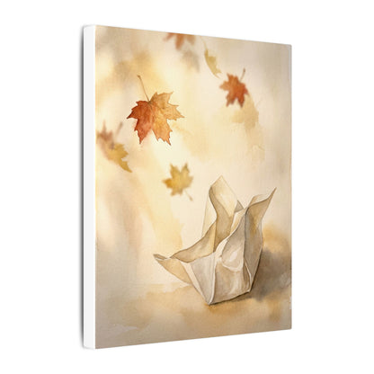 Japandi Paper Fold in Golden Hour | Watercolor Canvas Art