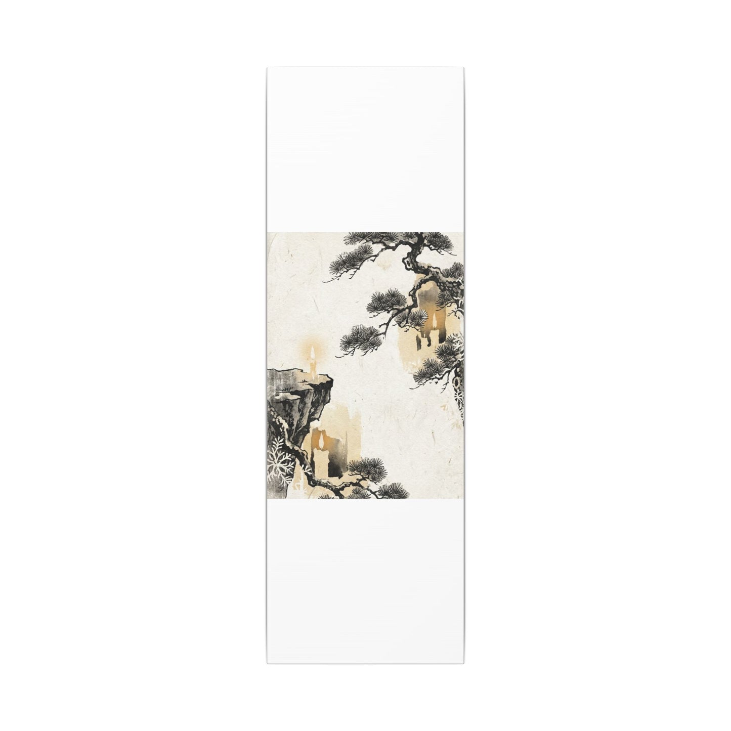 Japandi Pine Tree in Candlelight | Japanese Pattern Canvas Art