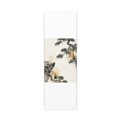 Japandi Pine Tree in Candlelight | Japanese Pattern Canvas Art