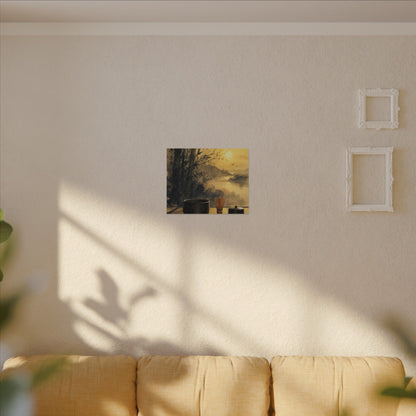 Tea Ceremony Sumi E Canvas Art | Contemplative Zen Art