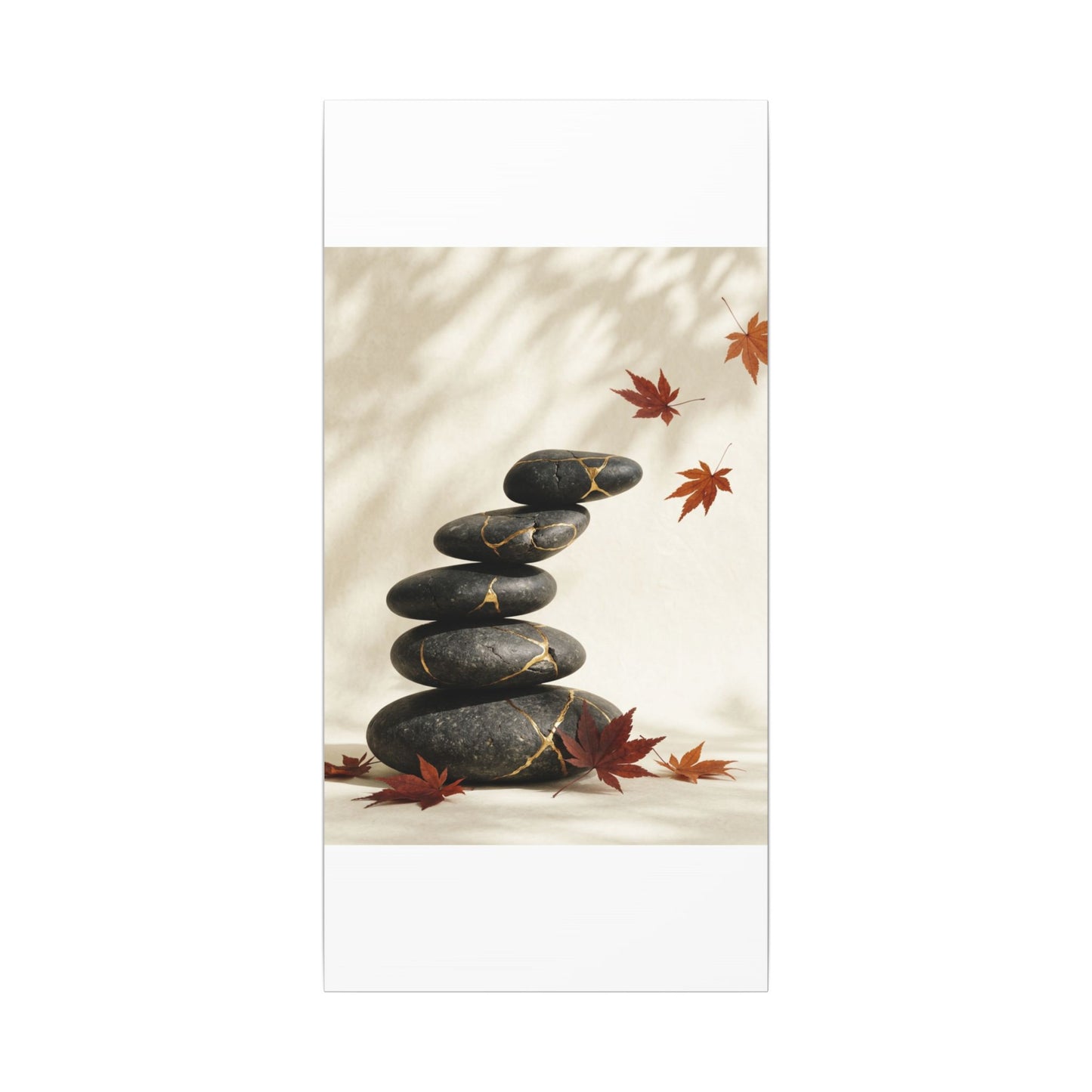 Kintsugi River Stones in Dappled | Crackle Gold Canvas Art