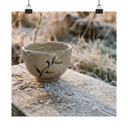 Japandi Ceramic Bowl in Golden Hour | Japanese Pattern Wall Art Print Art Print