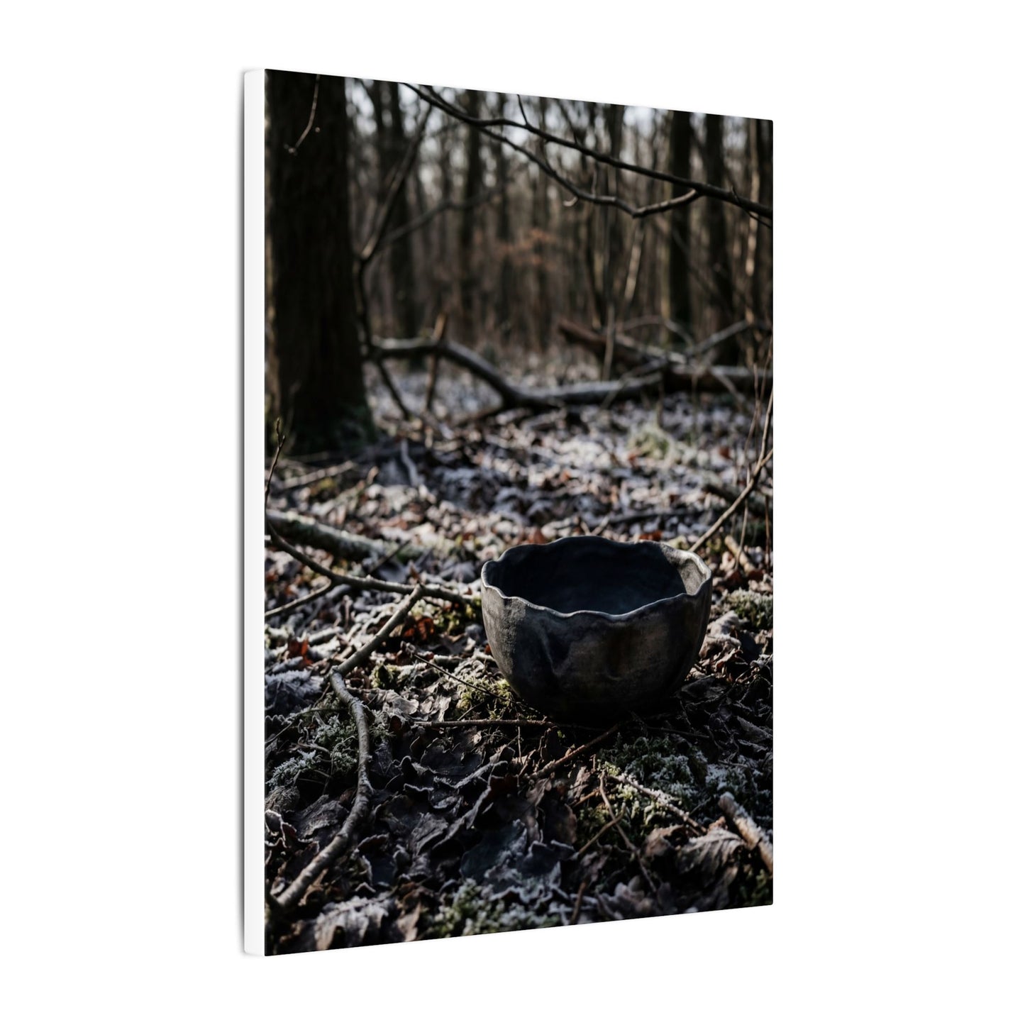 Dappled Ceramic Bowl Canvas Art - Dark Japandi Kanso