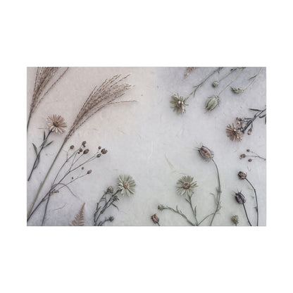 Dried Flowers Japanese Pattern Canvas Art | Elegant Japandi Art