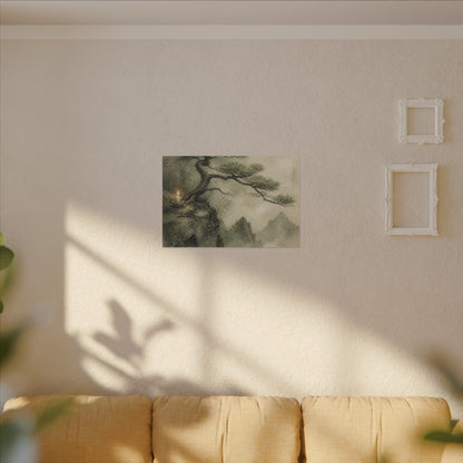 Candlelight Pine Tree Canvas Art - Japandi Kanso