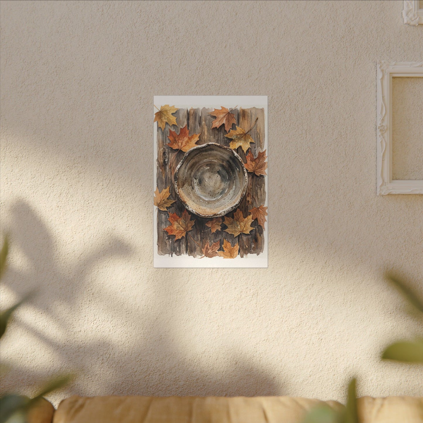 Ma Ceramic Bowl Canvas Art - Japandi Watercolor