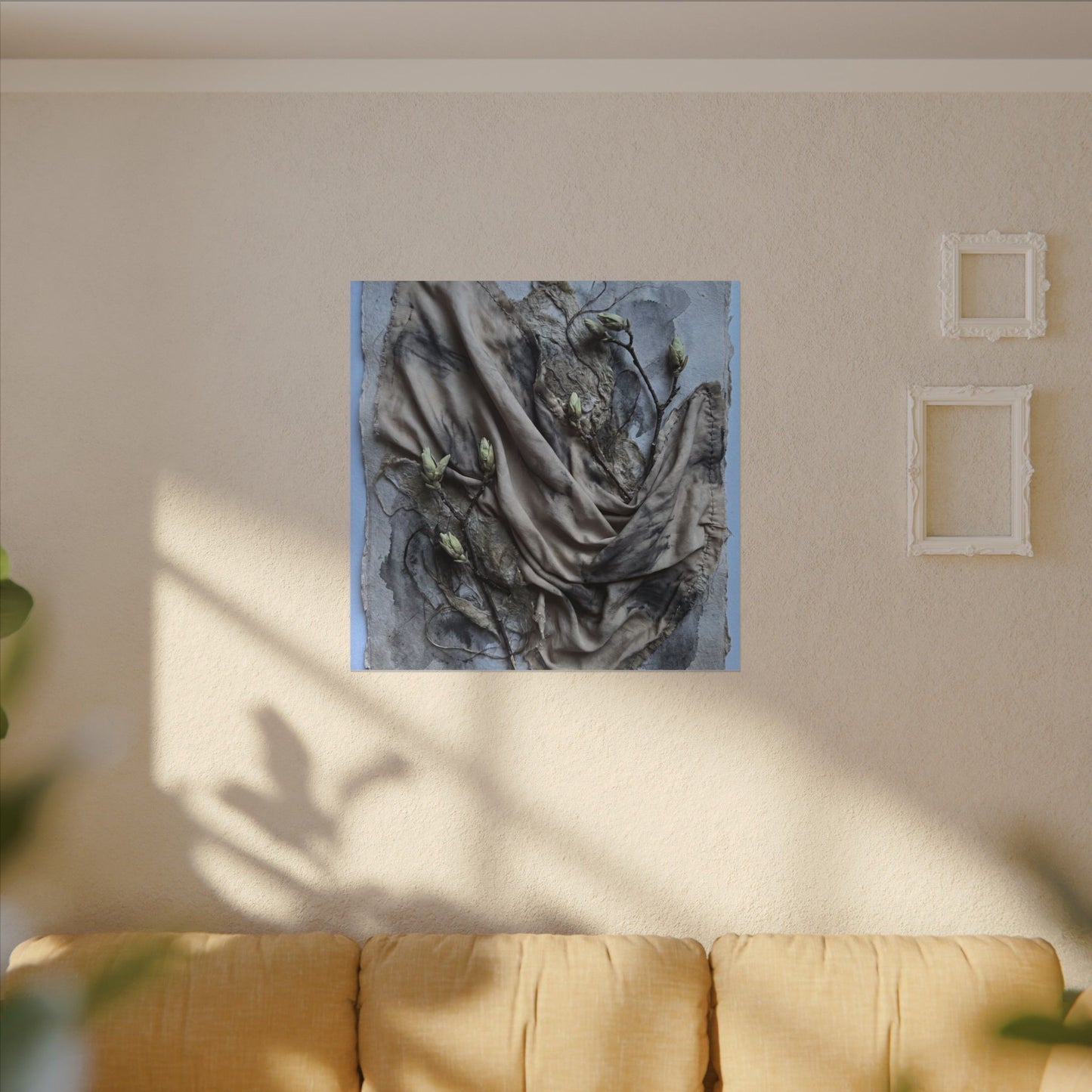 Japandi Silk Drape in Moonlight | Texture Canvas Art