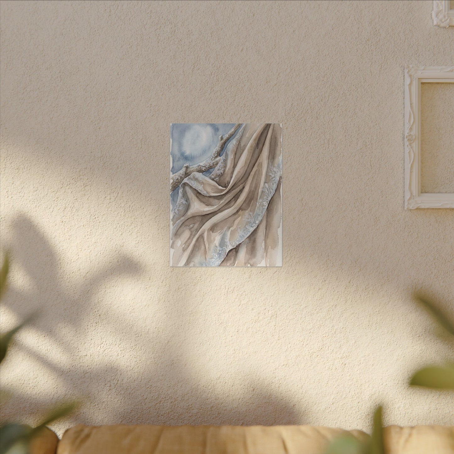 Silk Drape Winter Canvas Art | Japandi Cozy Design