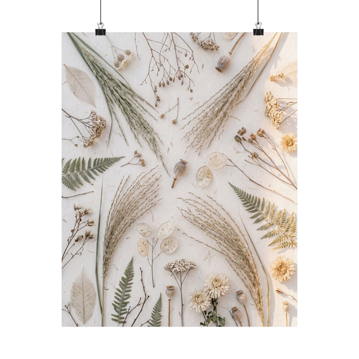Cozy Dried Flowers Wall Art Print - Japanese Pattern Japandi
