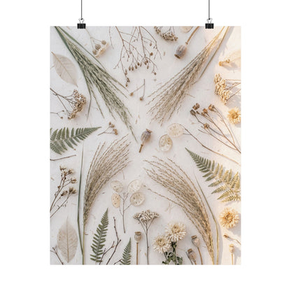 Cozy Dried Flowers Wall Art Print - Japanese Pattern Japandi