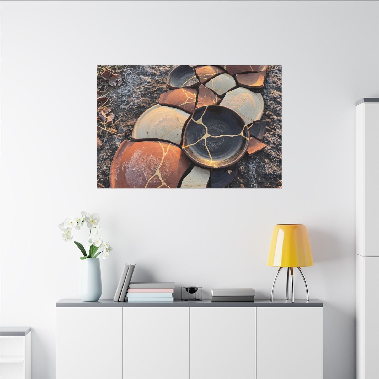 Winter Broken Pottery Gold Vein Canvas Art | Beautiful Decor