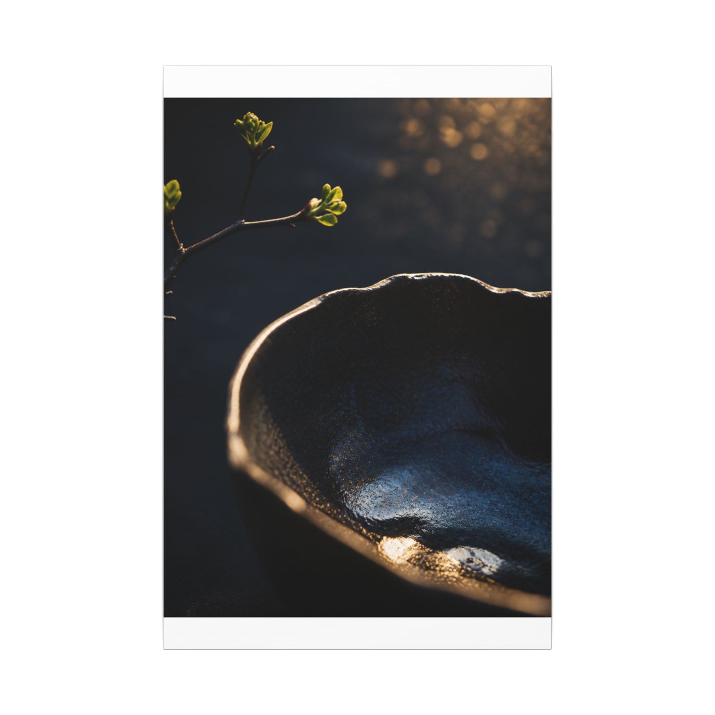 Ma Ceramic Bowl Canvas Art - Dark Japandi Shadow Zen
