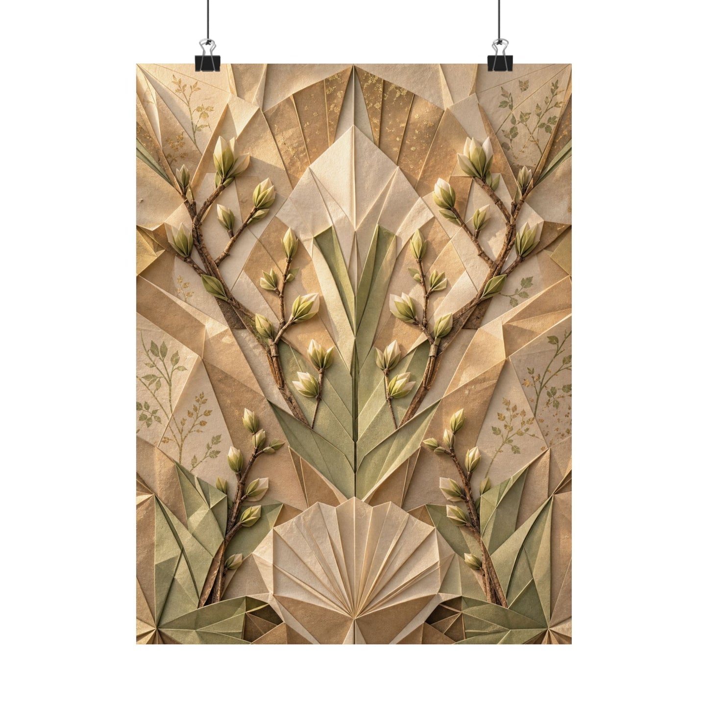 Paper Fold Japanese Pattern Wall Art Print | Warm Japandi Art
