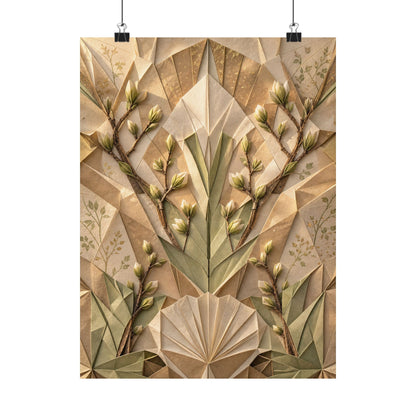 Paper Fold Japanese Pattern Wall Art Print | Warm Japandi Art
