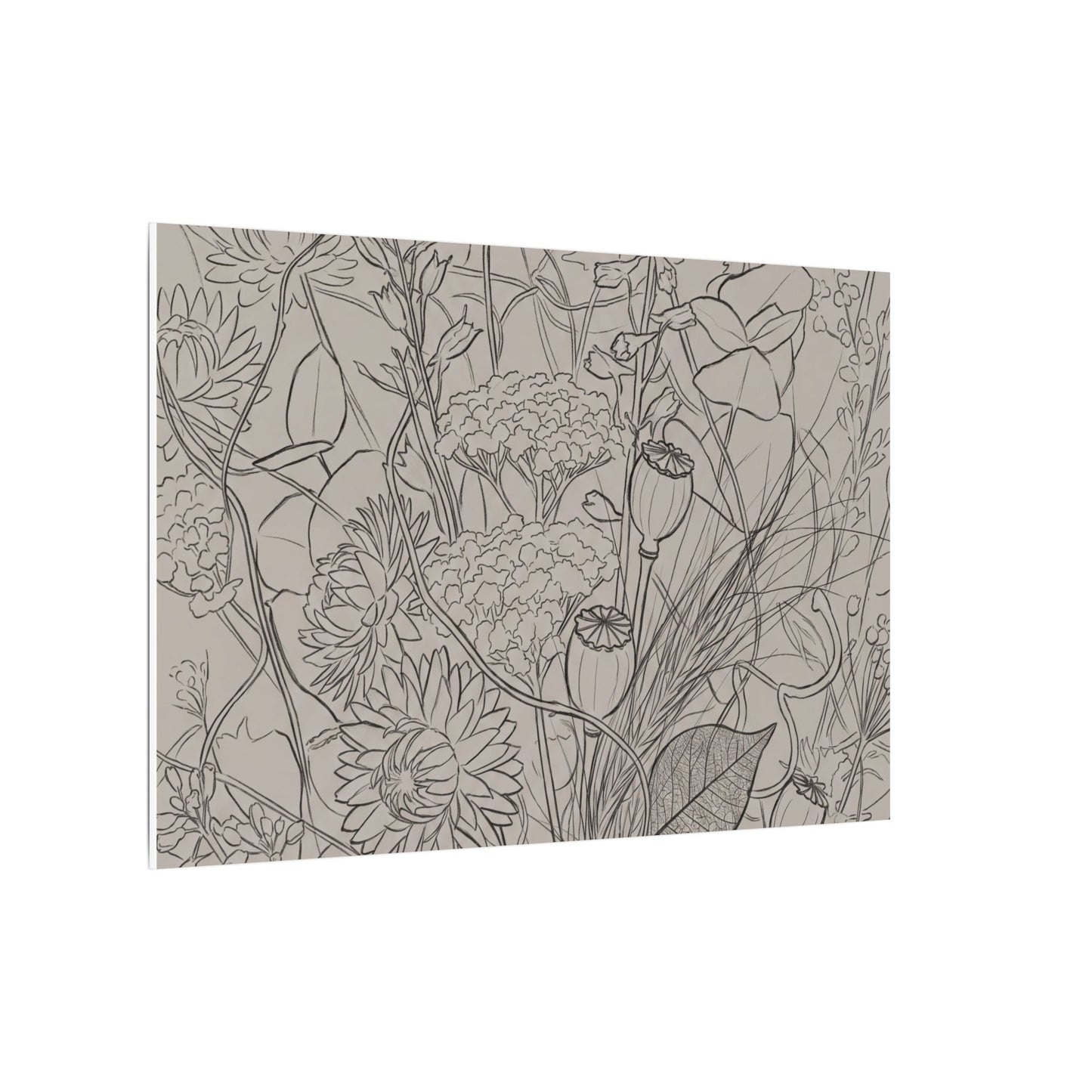 Summer Dried Flowers Minimal Line Canvas Art | Elegant Decor