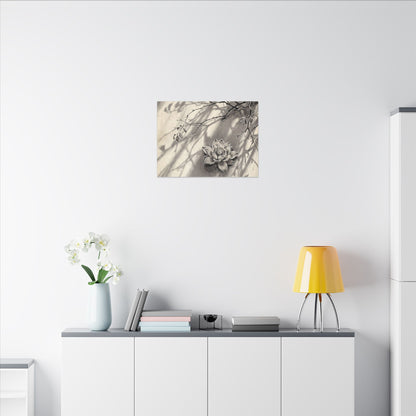 Winter Lotus Flower Sumi E Canvas Art | Contemplative Decor
