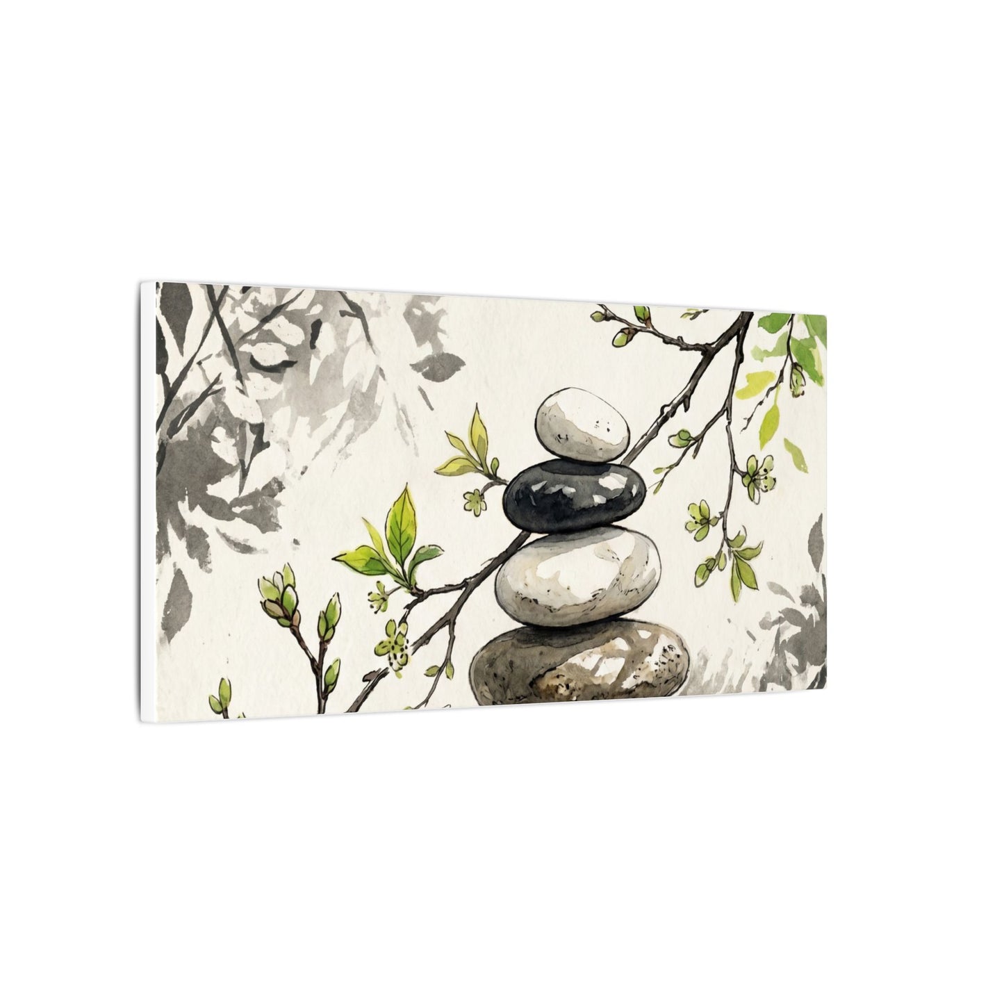 Spring River Stones Japanese Pattern Canvas Art | Elegant Decor