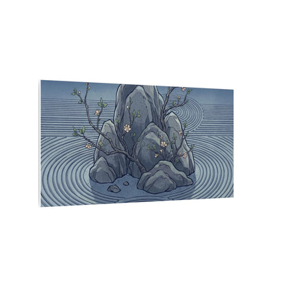 Spring Rock Garden Ukiyo E Inspired Canvas Art | Tranquil Decor