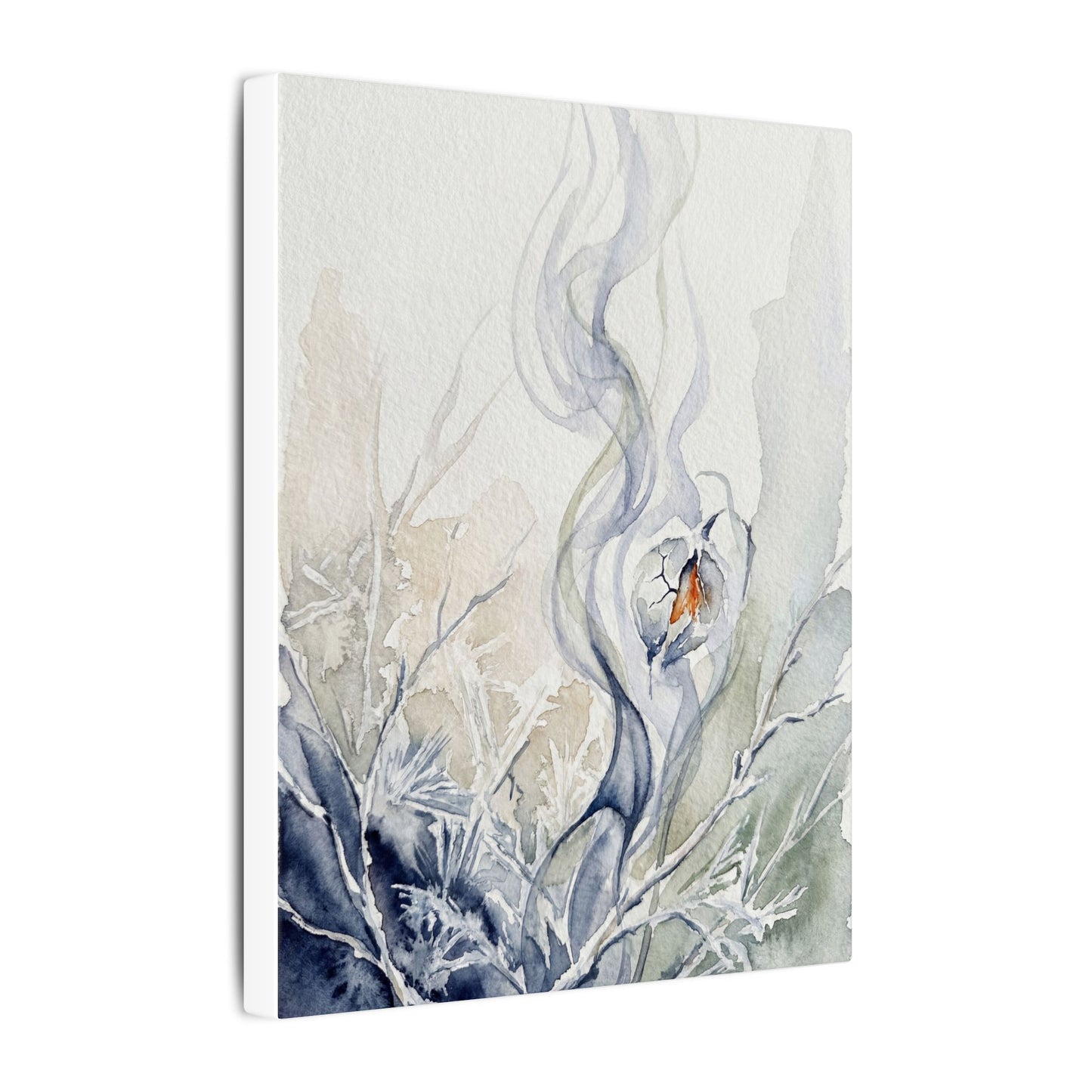 Earthy Incense Smoke Canvas Art - Watercolor Japandi