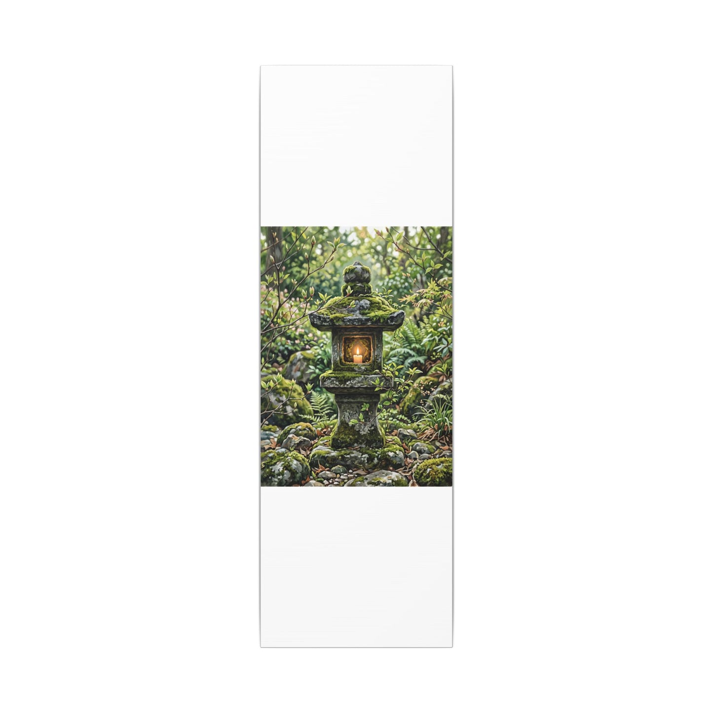 Neutral Stone Lantern Canvas Art - Japanese Pattern Japandi