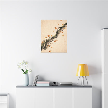 Ink Brushstroke Autumn Canvas Art | Zen Calm Design
