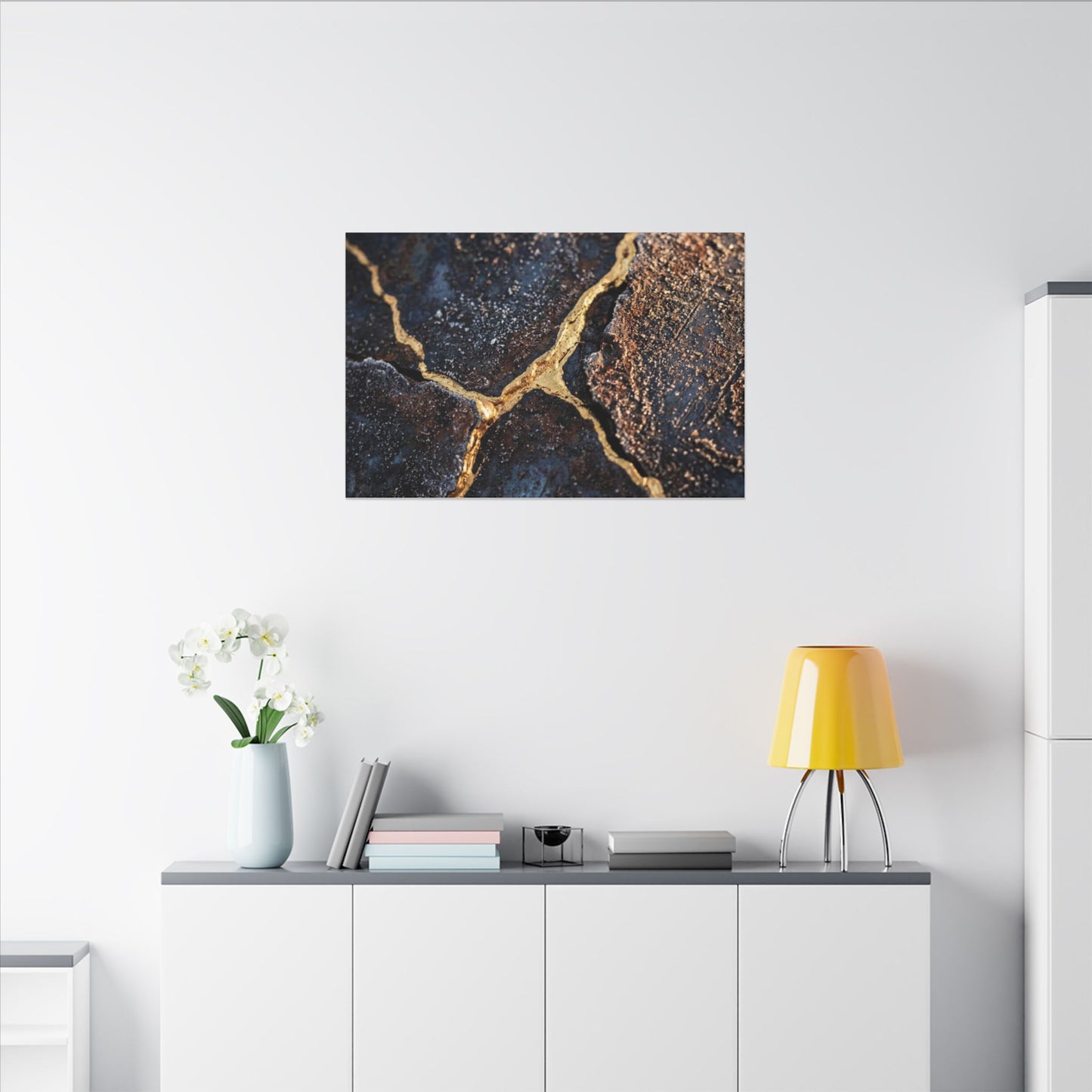 Winter Rust Patina Gold Vein Canvas Art | Resilient Decor