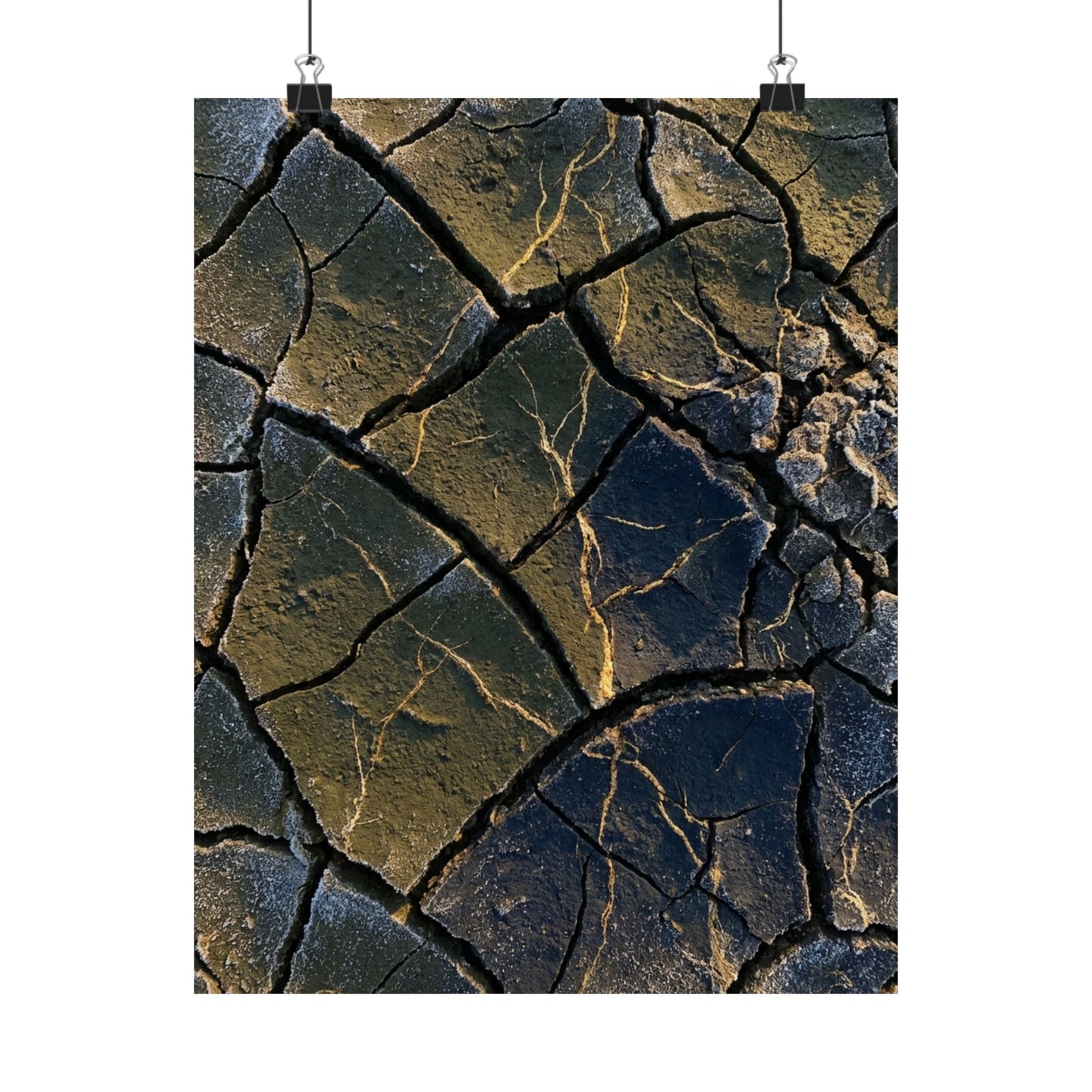 Kanso Cracked Earth Wall Art Print - Dark Japandi Moody Minimal Art Print