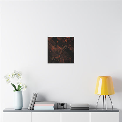 Dark Japandi Rock Garden in Golden Hour | Charcoal Ink Canvas Art