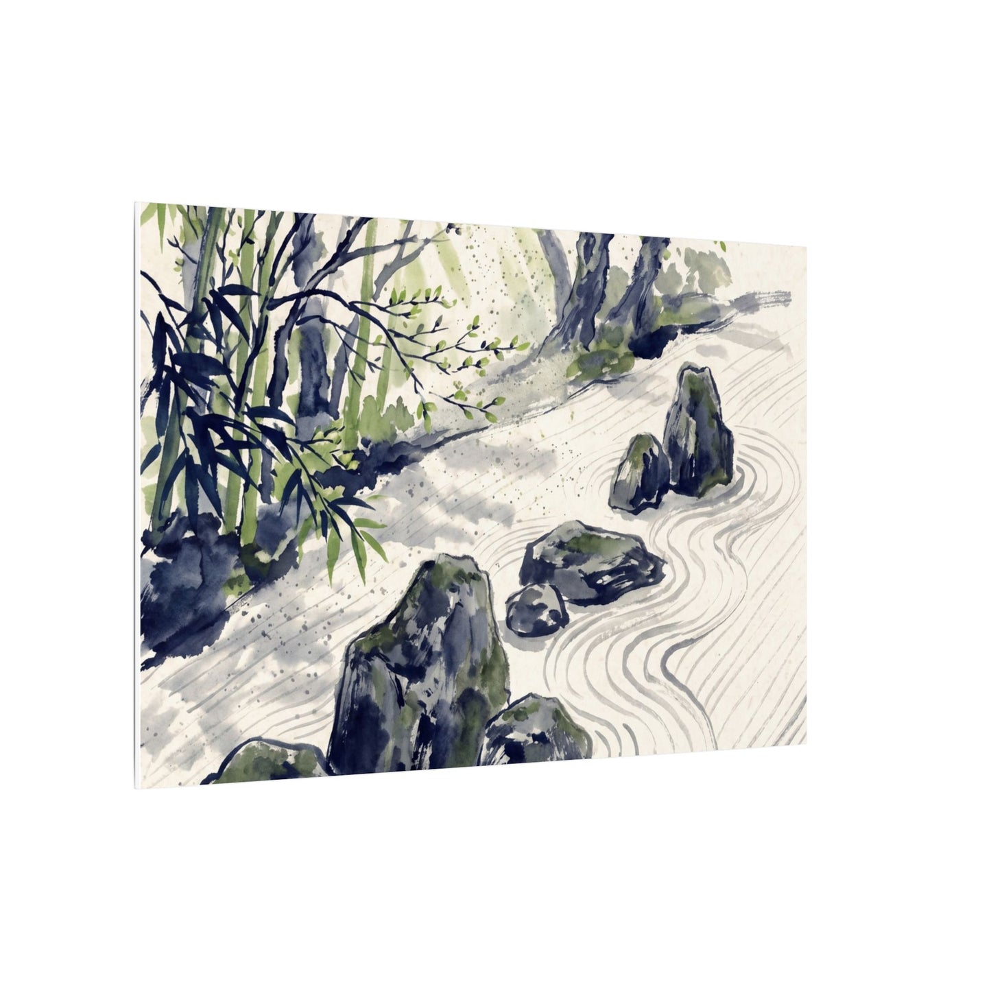 Dappled Rock Garden Canvas Art - Zen Mono No Aware