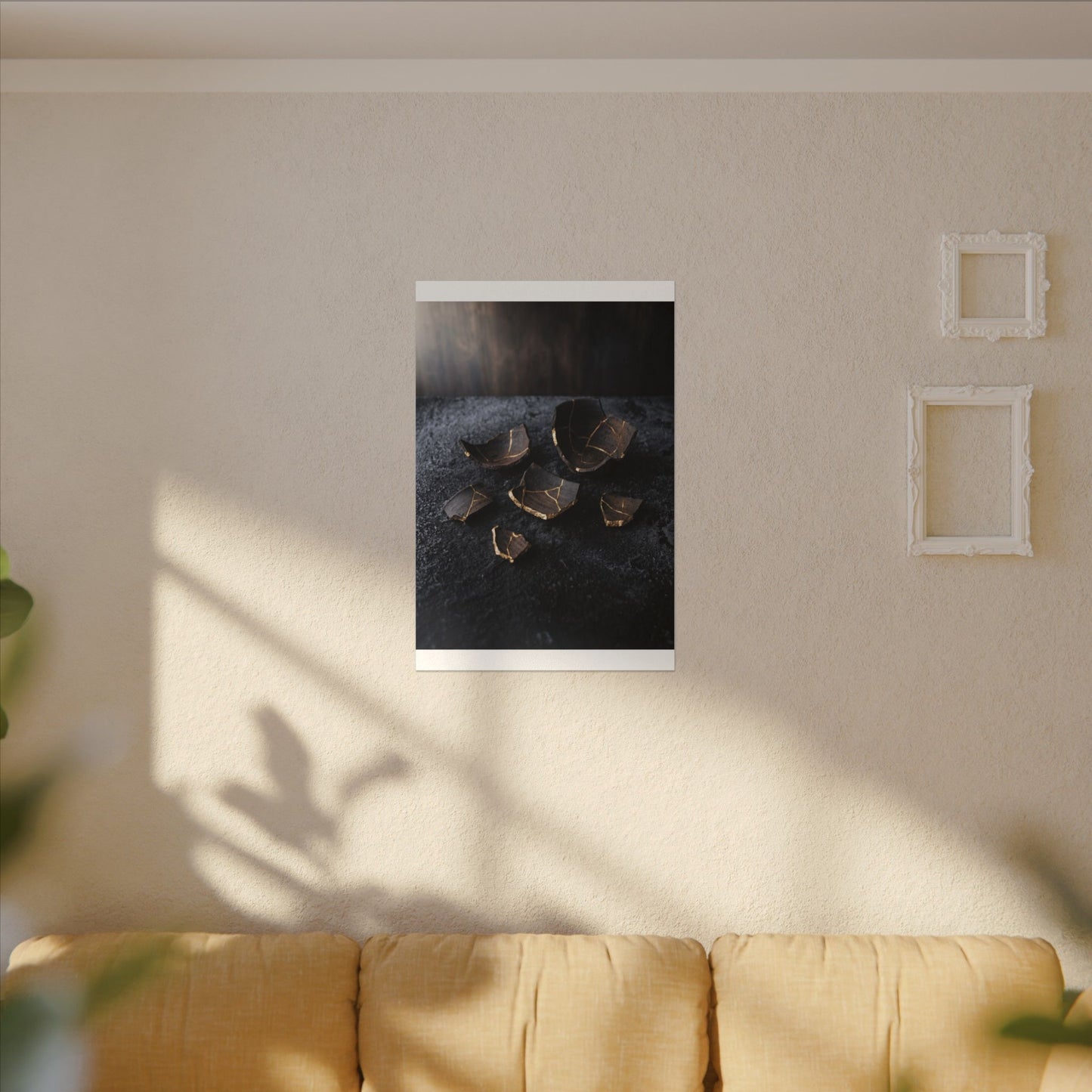 Winter Broken Pottery Shadow Zen Canvas Art | Bold Decor