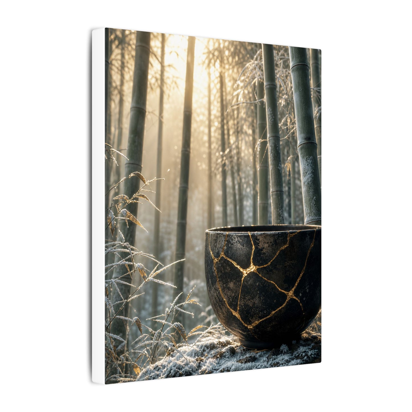 Fukinsei Bamboo Grove Canvas Art - Kintsugi Gold Repair