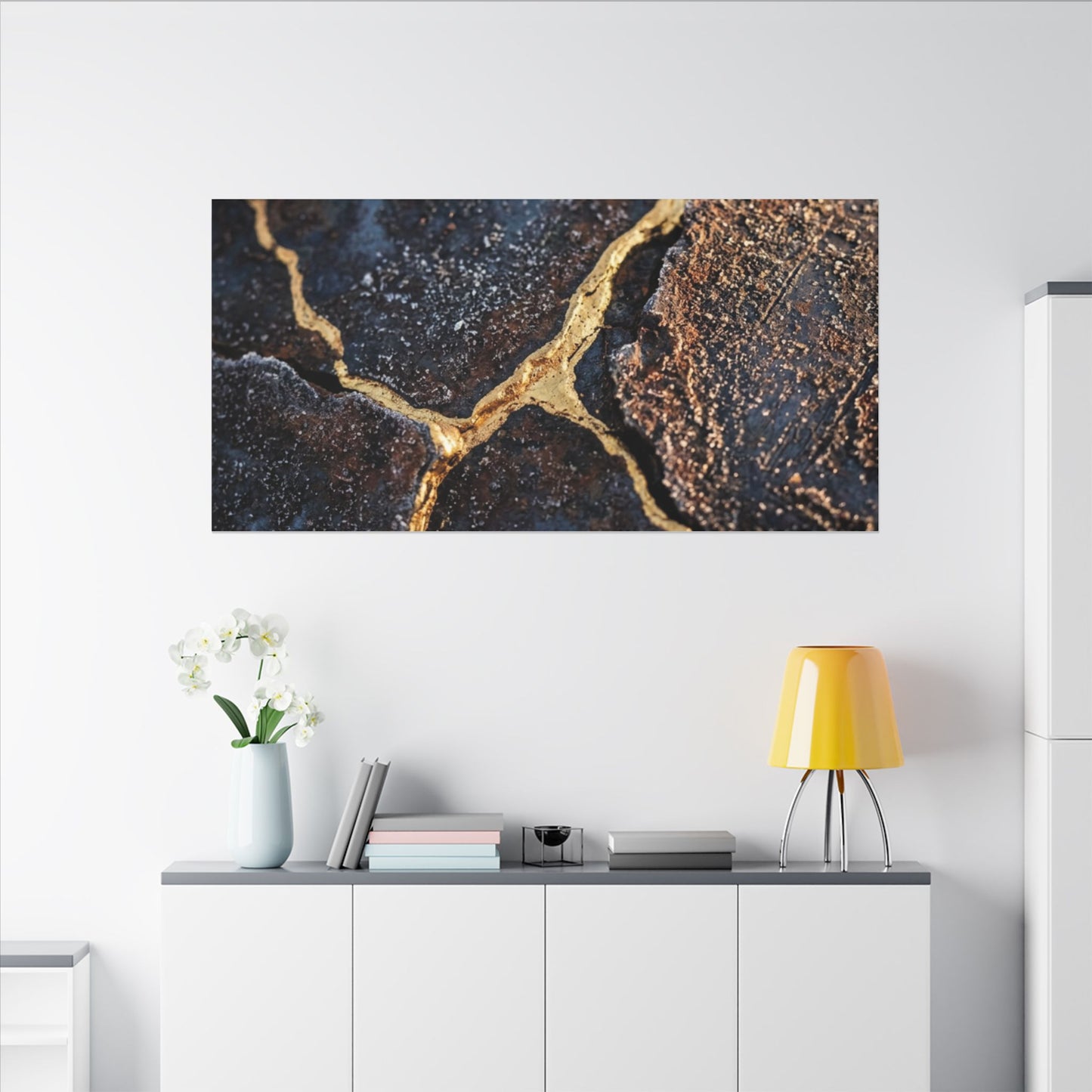 Winter Rust Patina Gold Vein Canvas Art | Resilient Decor