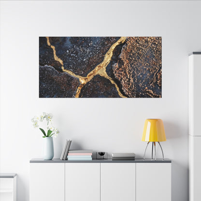 Winter Rust Patina Gold Vein Canvas Art | Resilient Decor