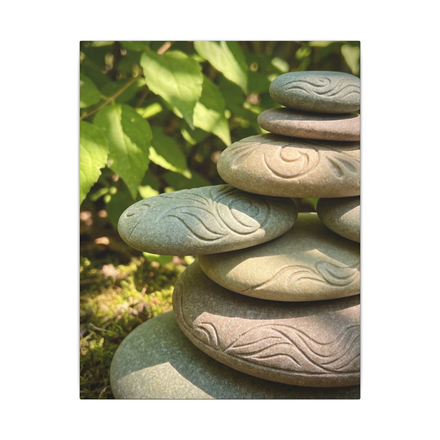 River Stones Summer Canvas Art | Japandi Earthy Design