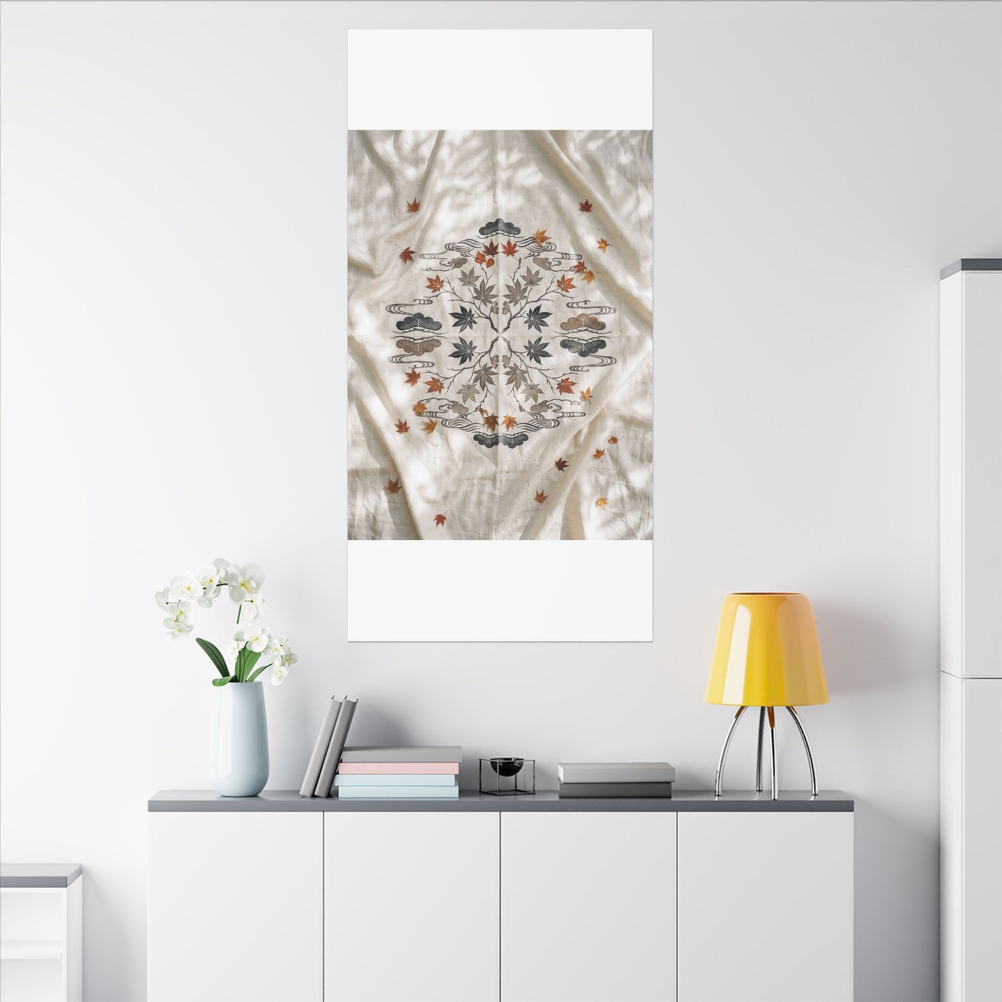 Elegant Silk Drape Canvas Art - Japanese Pattern Japandi