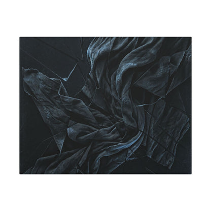 Dark Japandi Silk Drape in Moonlight | Moody Minimal Canvas Art