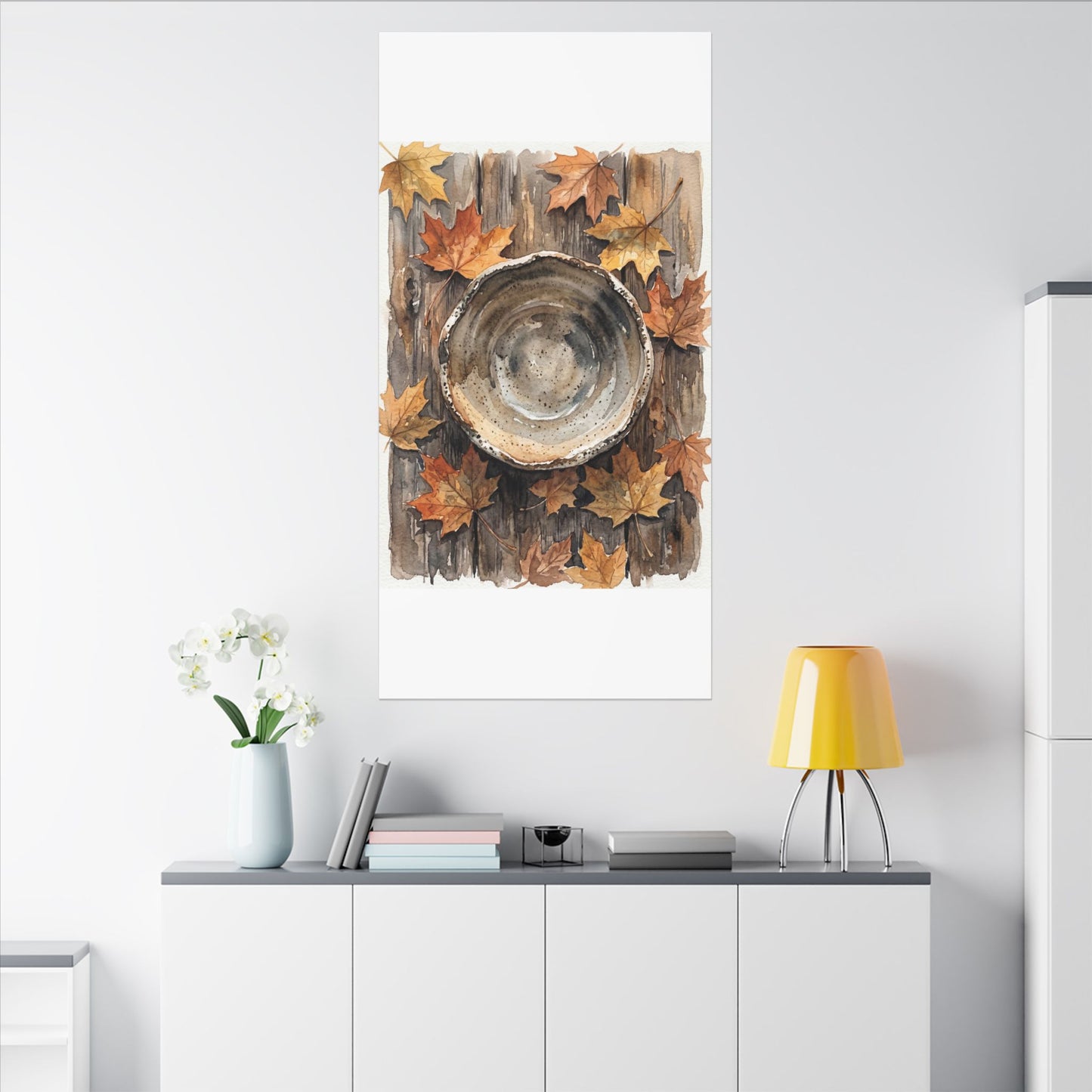 Ma Ceramic Bowl Canvas Art - Japandi Watercolor