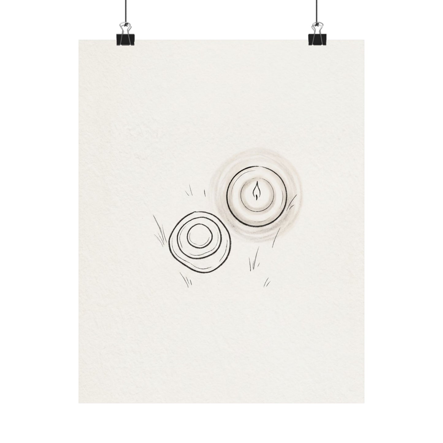 River Stones Minimal Line Wall Art Print | Neutral Japandi Art