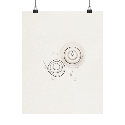 River Stones Minimal Line Wall Art Print | Neutral Japandi Art