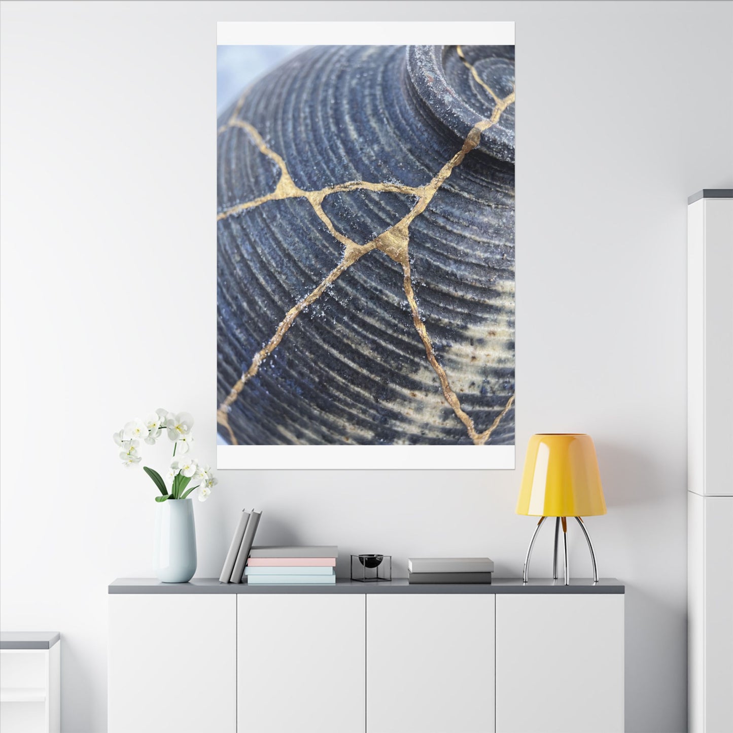 Shibui Water Ripple Canvas Art - Kintsugi Gold Repair