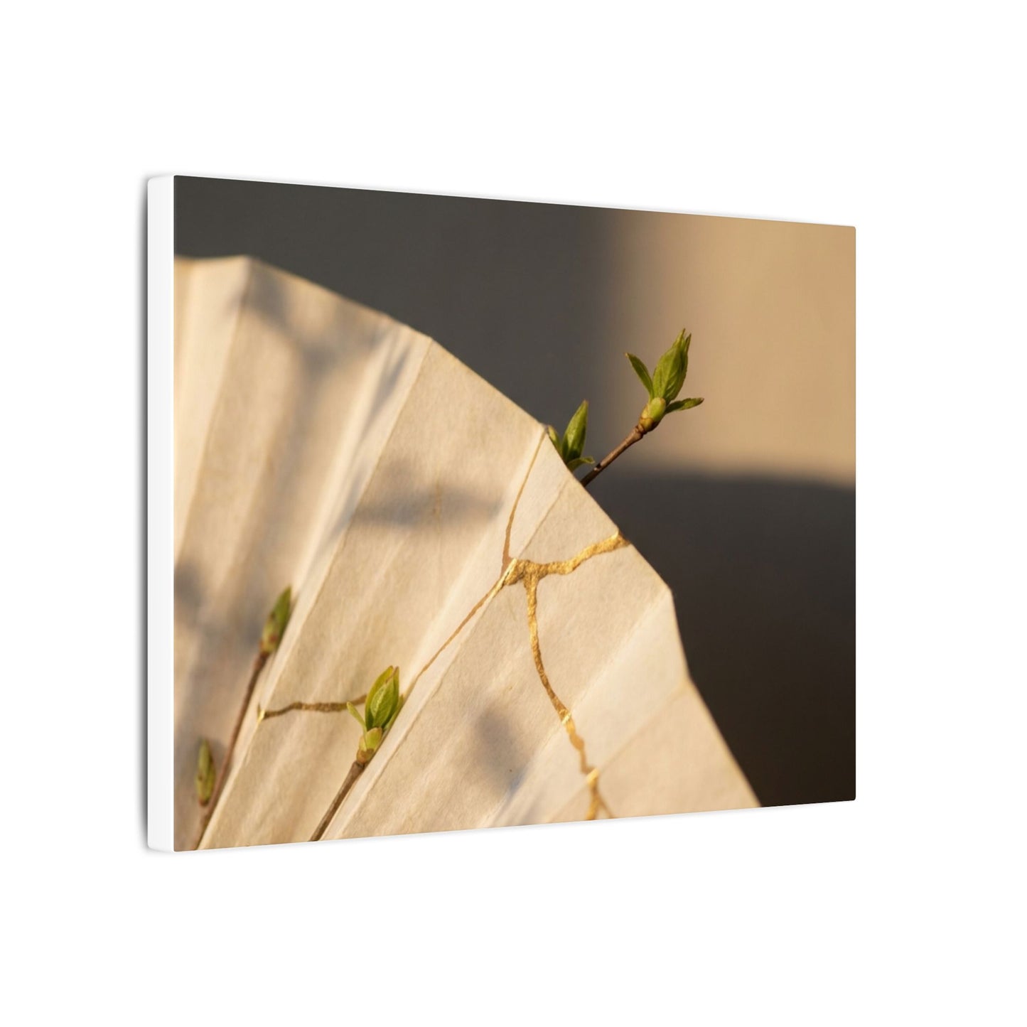 Paper Fold Gold Vein Canvas Art | Healing Kintsugi Art