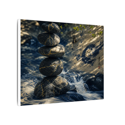 Kintsugi River Stones in Dappled | Broken Beauty Canvas Art