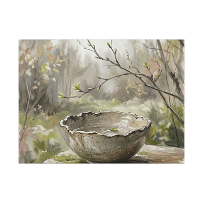 Japandi Ceramic Bowl in Overcast | Minimal Line Canvas Art