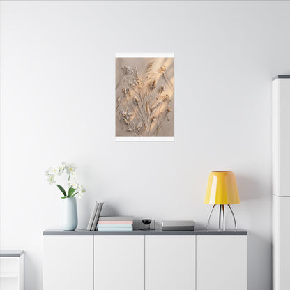 Japandi Dried Flowers in Golden Hour | Watercolor Canvas Art