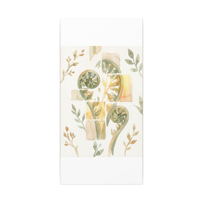 Earthy Fern Unfurling Canvas Art - Watercolor Japandi