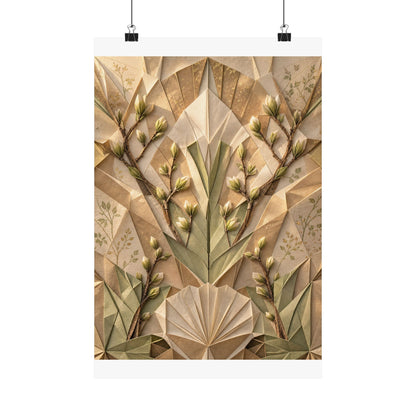 Paper Fold Japanese Pattern Wall Art Print | Warm Japandi Art
