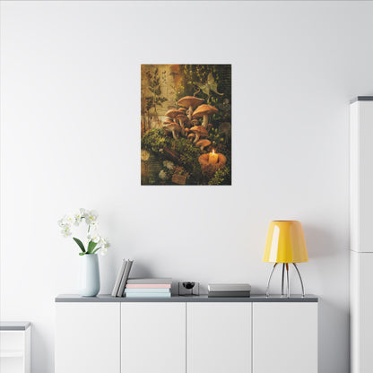 Spring Wild Mushrooms Herbarium Canvas Art | Earthy Decor